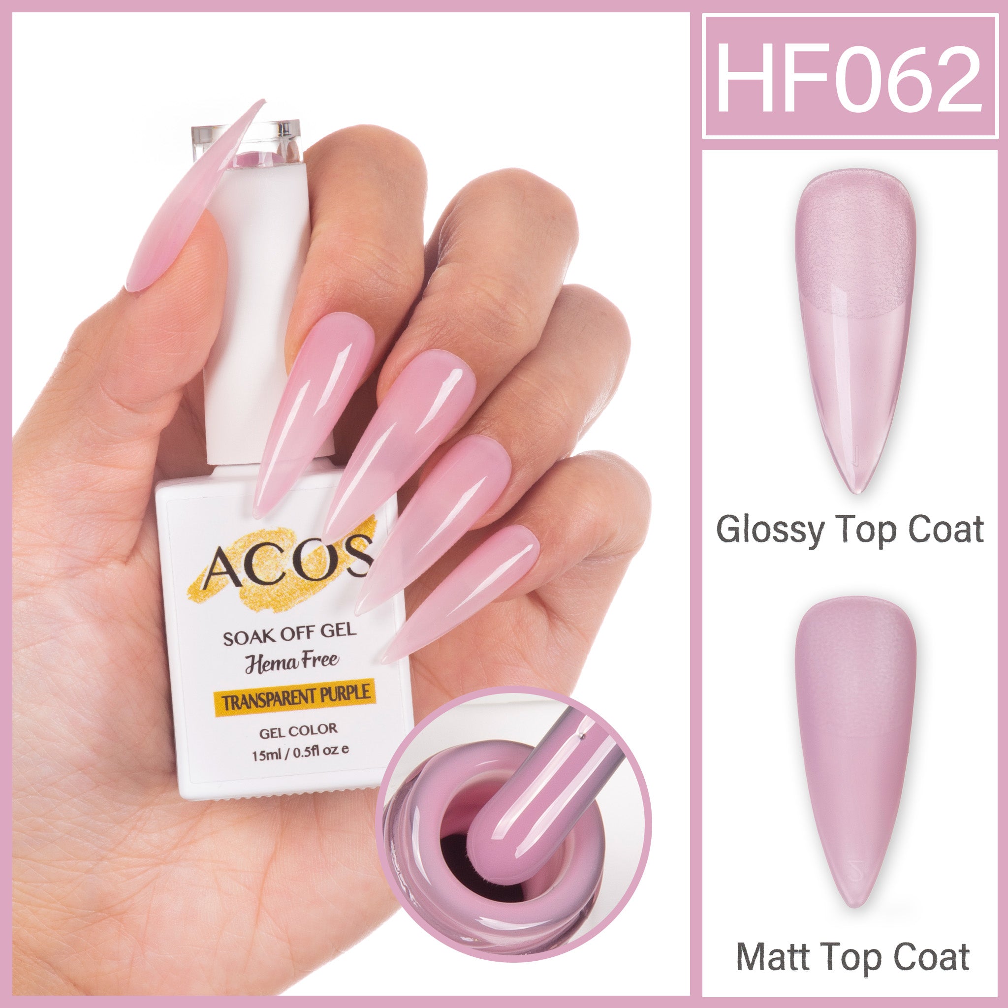 ACOS Hema Free Gel Colour TRANSPARENT PURPLE (062) - Lashmer