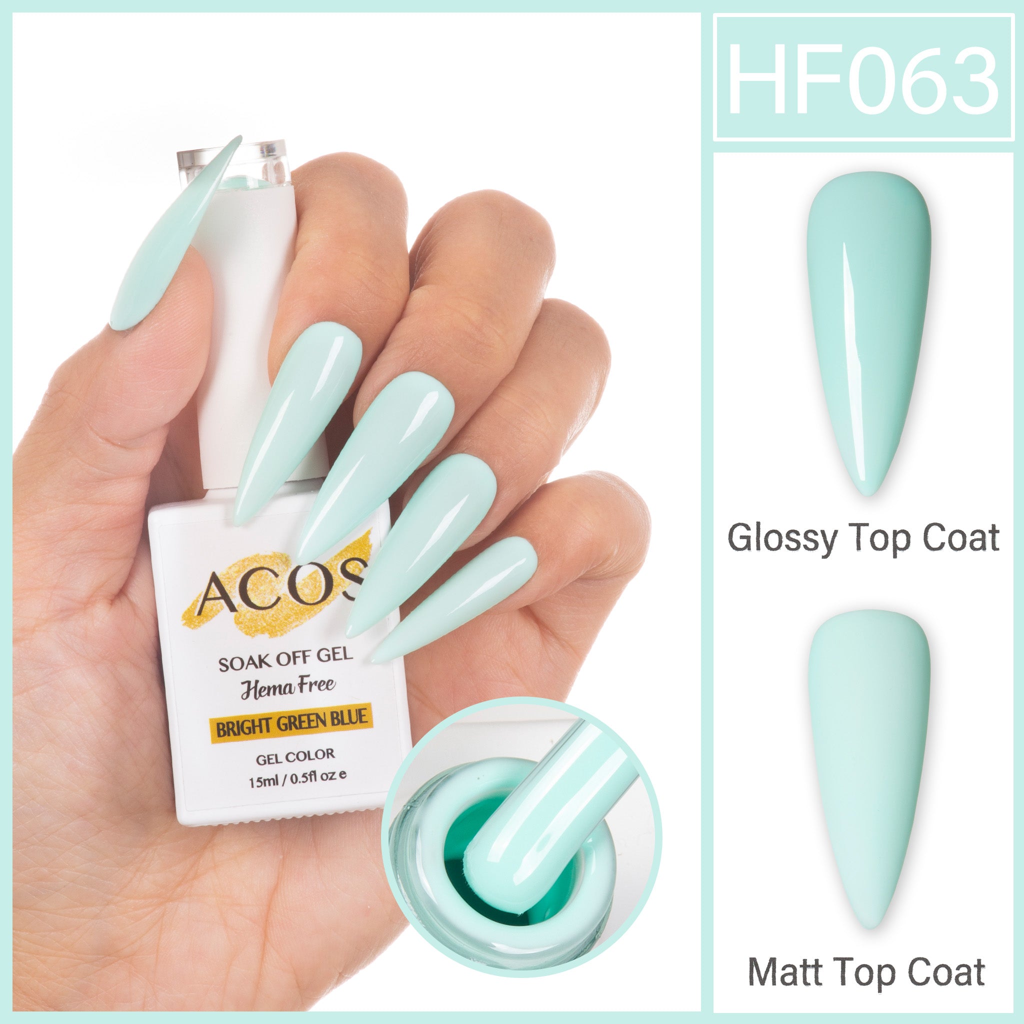 ACOS Hema Free Gel Colour BRIGHT GREEN BLUE (063) - Lashmer