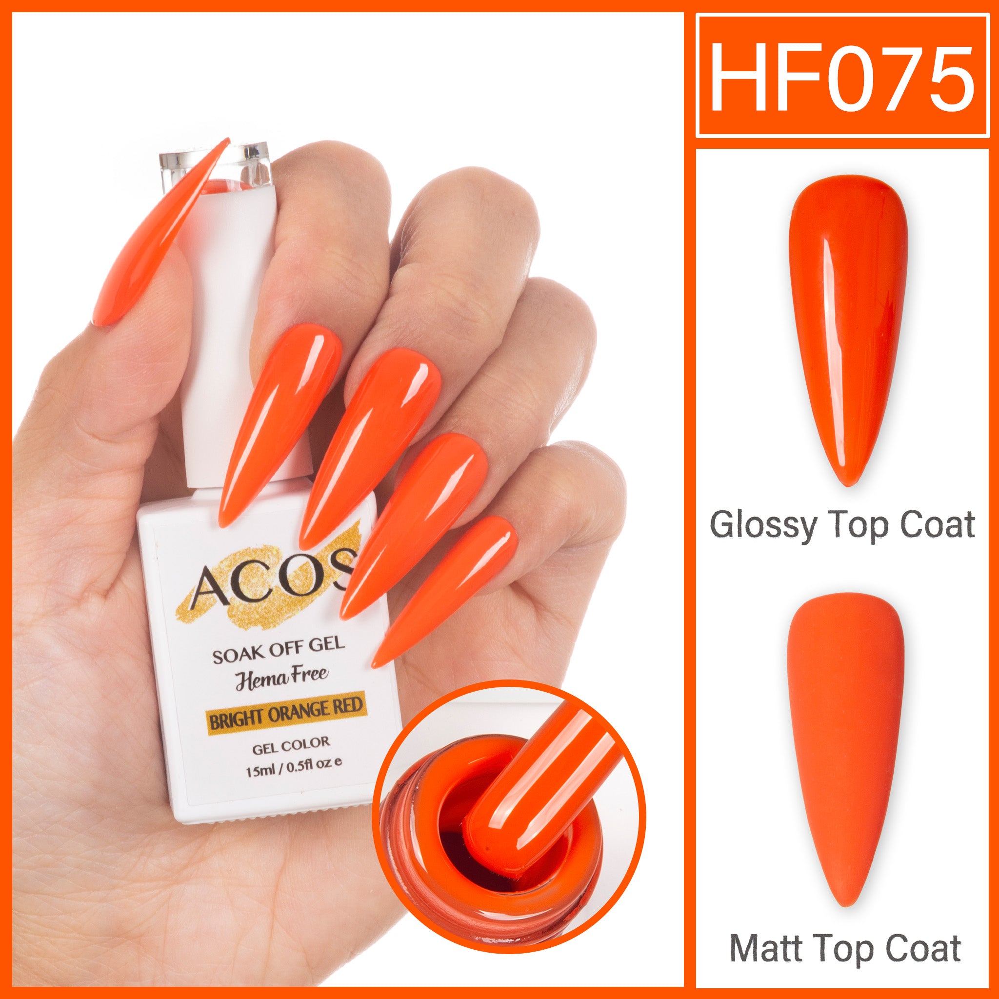 ACOS Hema Free Gel Colour BRIGHT ORANGE RED (075) - Lashmer
