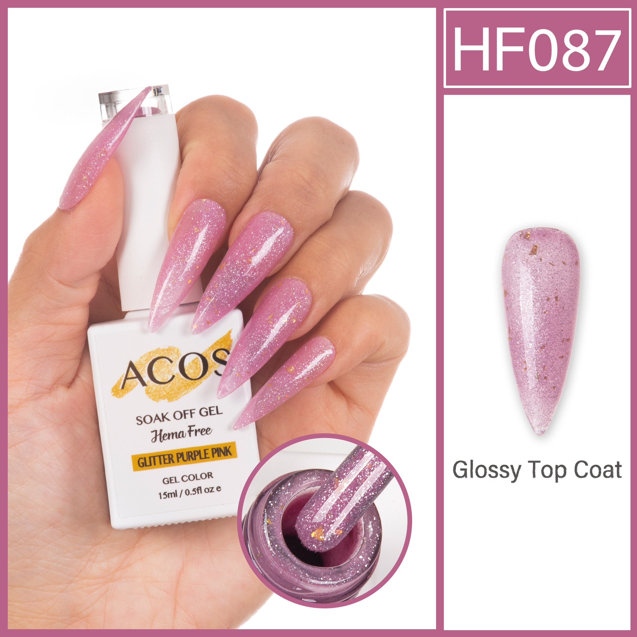 ACOS Hema Free Gel Colour GLITTER PURPLE PINK (087) - Lashmer