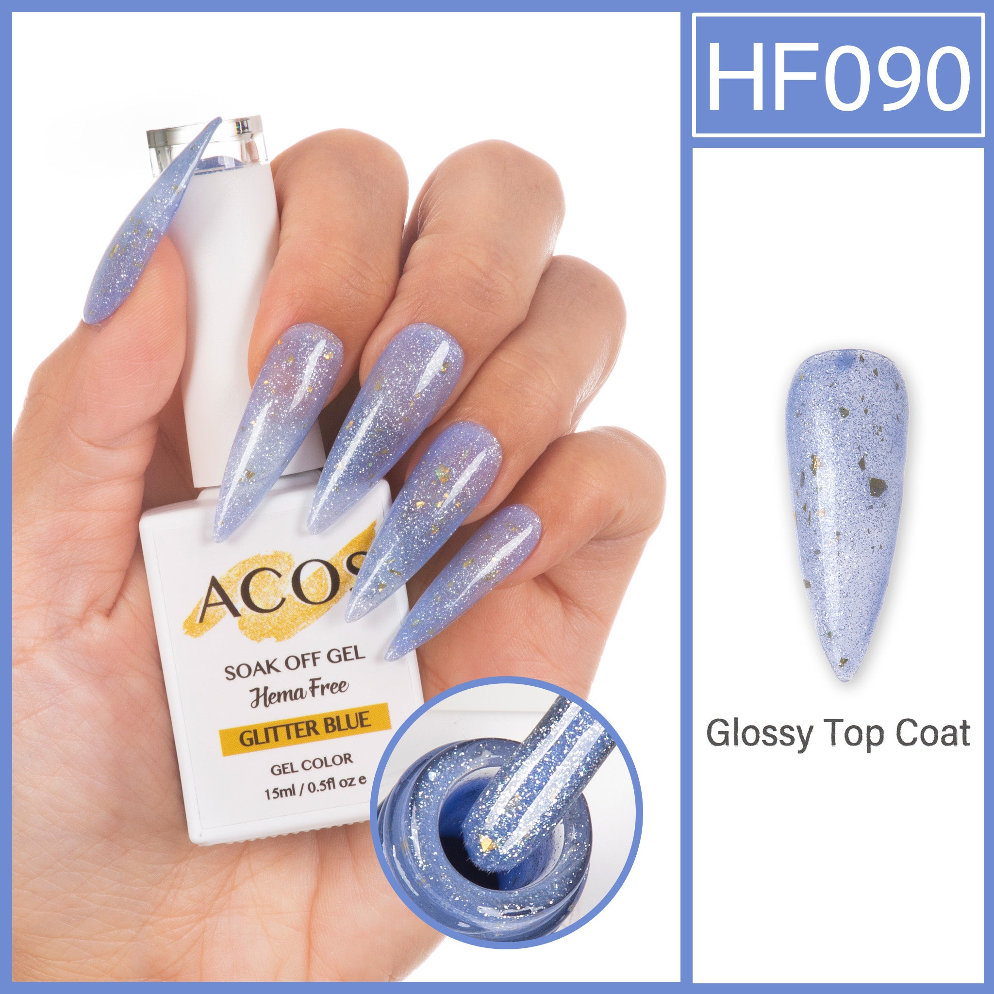 ACOS Hema Free Gel Colour GLITTER BLUE (090) - Lashmer