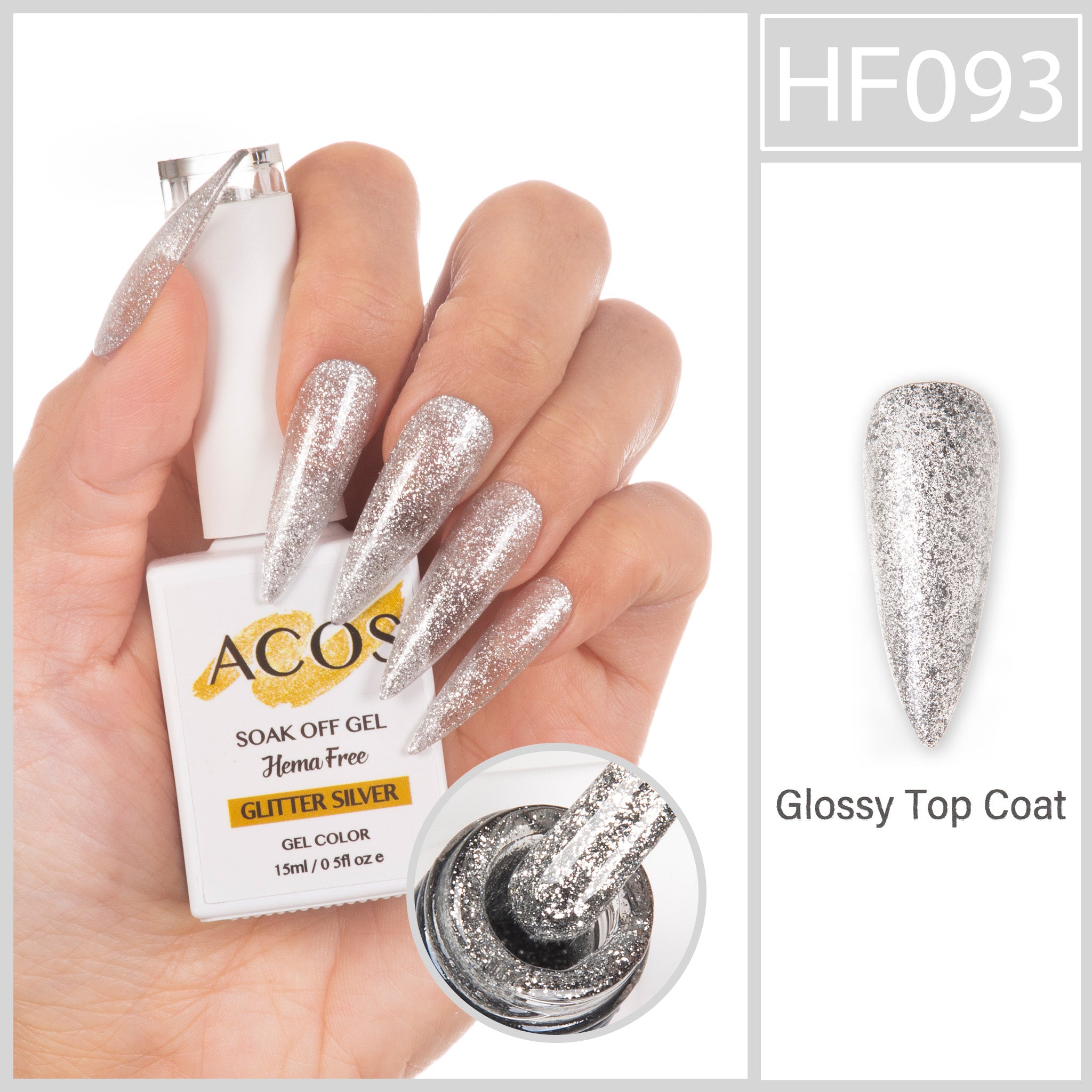 ACOS Hema Free Gel Colour GLITTER SILVER (093) - Lashmer