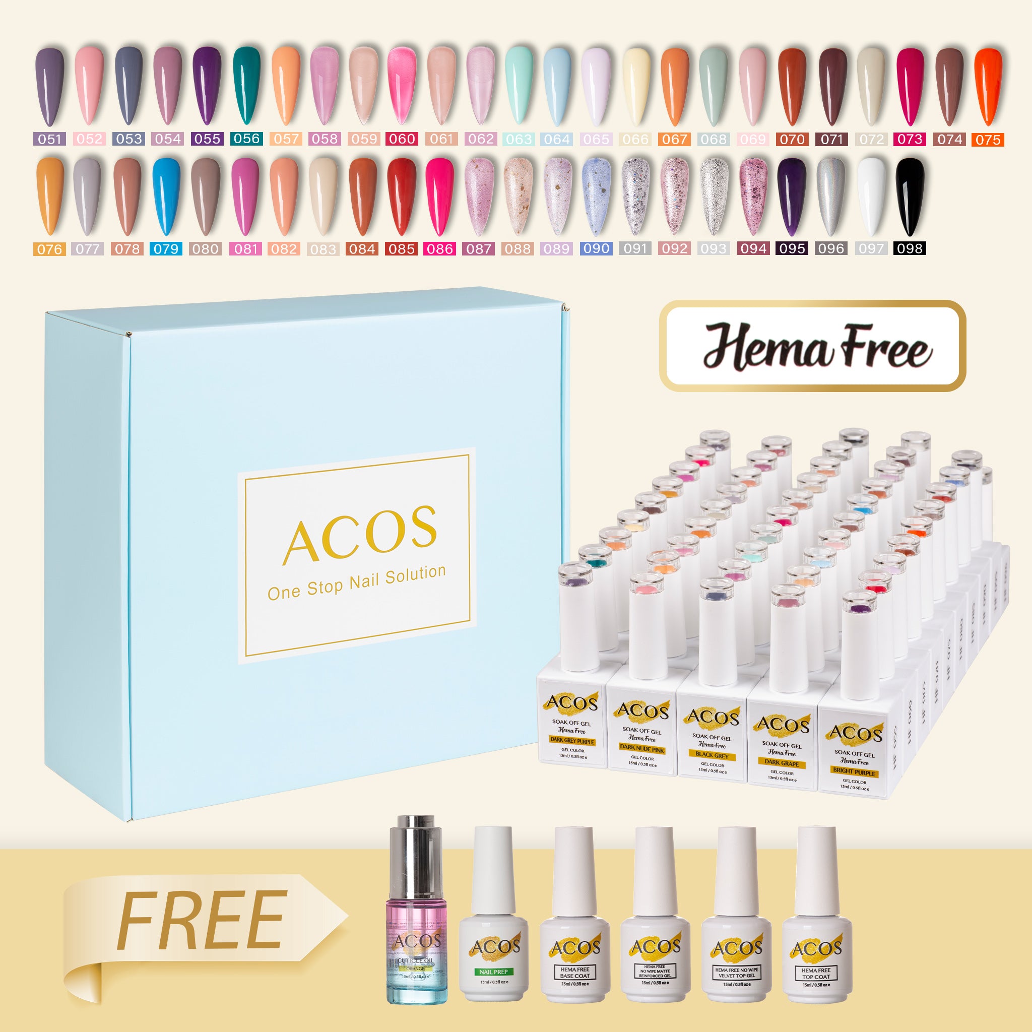 ACOS Hema Free Gel Polish Kit 48 Colours (Series #002) - Lashmer
