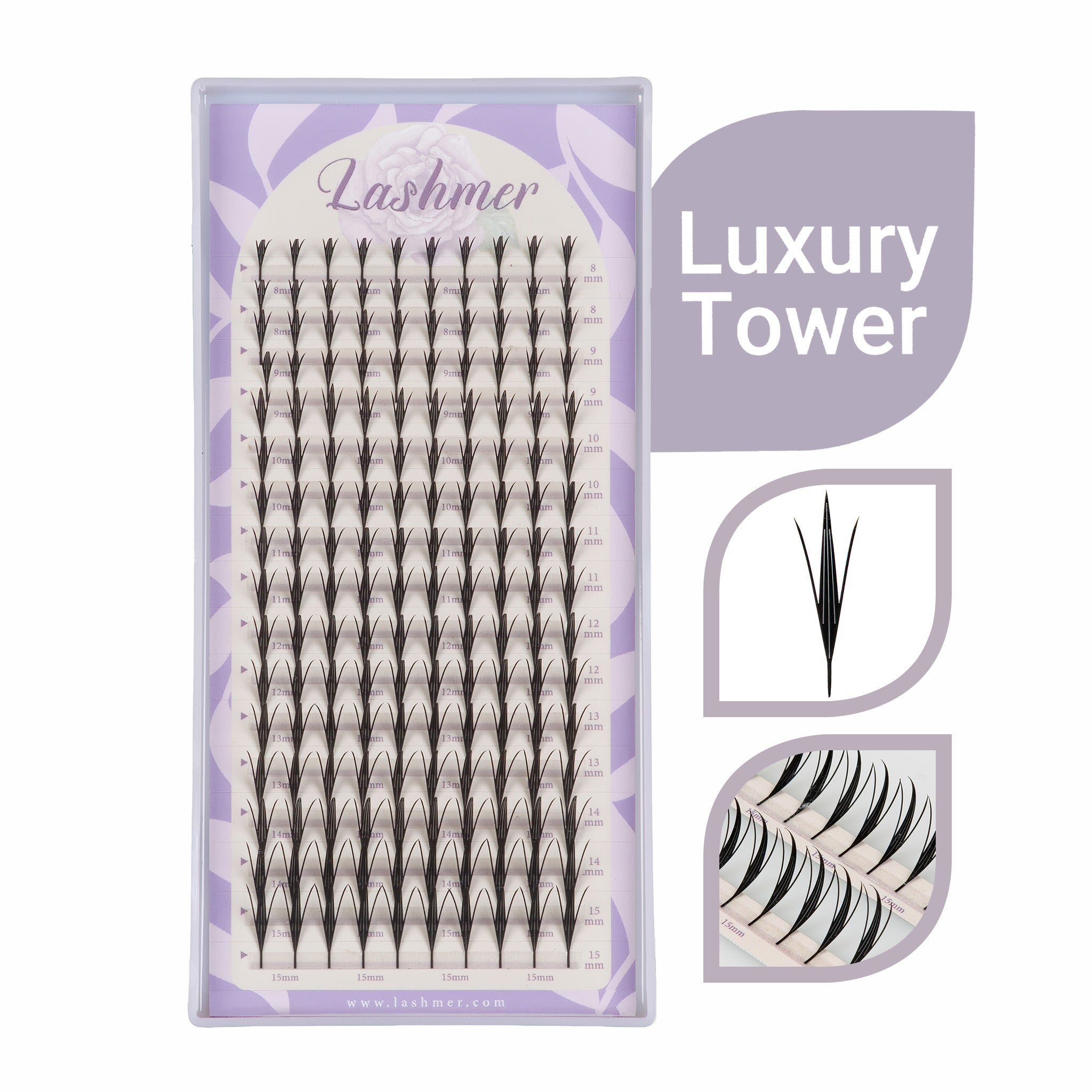 Luxury Tower Lashes | Lashmer | C, D Curl - Lashmer