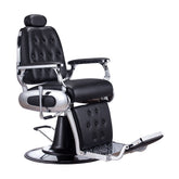 Buttoned barber chair black with chrome ascents