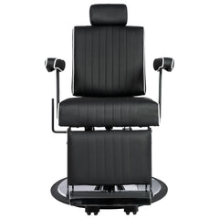 Karma Nerang Barber Chair Black & Chrome with White Piping