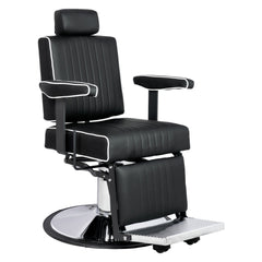 Karma Nerang Barber Chair Black & Chrome with White Piping