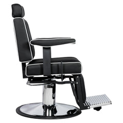 Karma Nerang Barber Chair Black & Chrome with White Piping