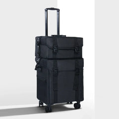Karma Two Piece Black Nylon Salon Trolley Case with Draws & Shoulder Strap