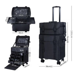 Karma Two Piece Black Nylon Salon Trolley Case with Draws & Shoulder Strap