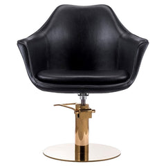 Karma Cronulla Salon Chair Black Vinyl With Gold Base & Pump 02050112 Salon Chairs Karma