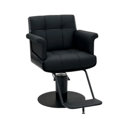 Black salon chair on a white background