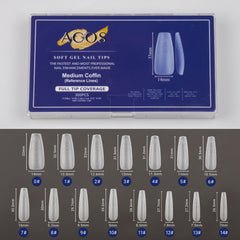 ACOS Soft Gel Nail Tips (Full Tip Coverage with lines) -Medium Coffin - Lashmer