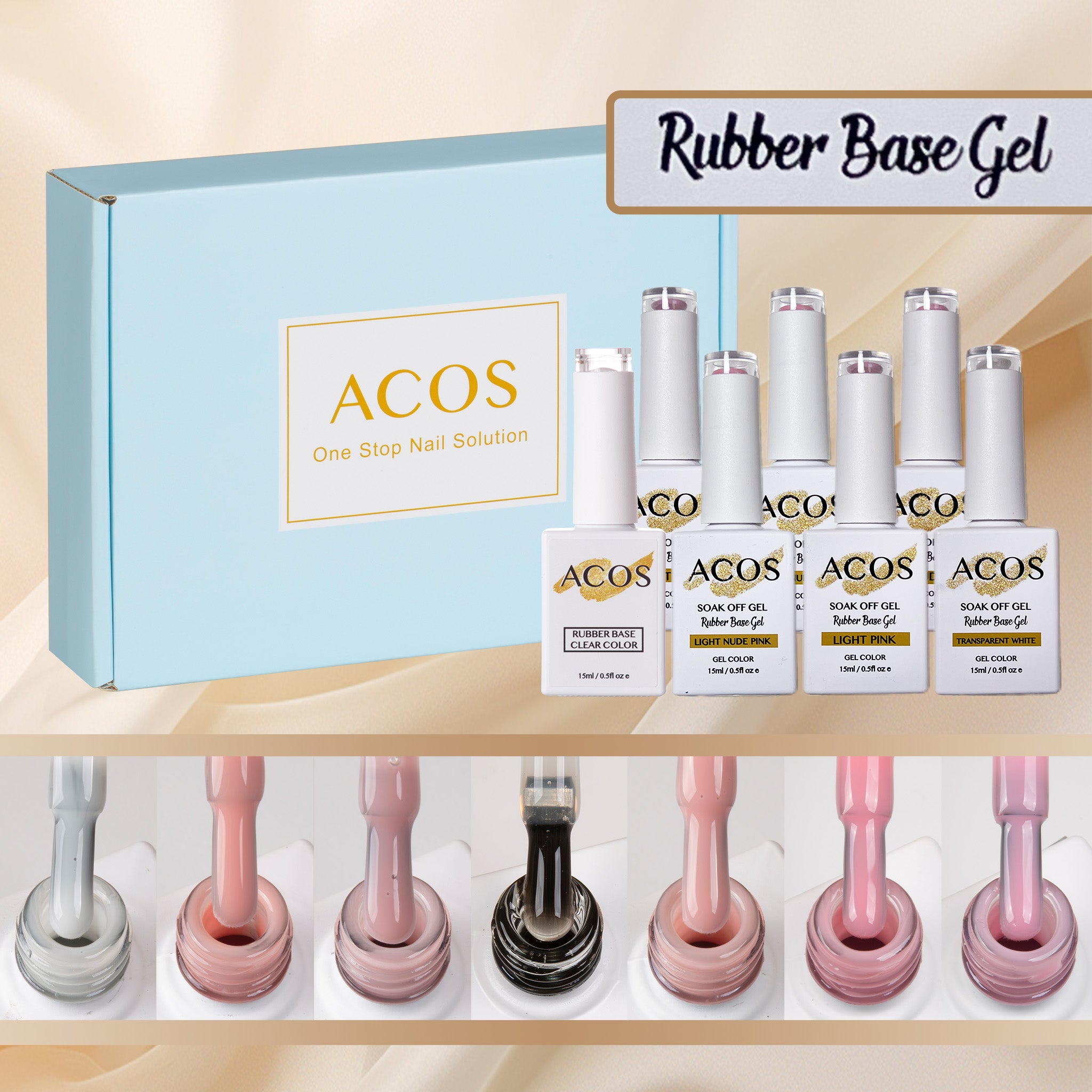 ACOS Rubber Base Soak Off Gel In A Bottle - Lashmer