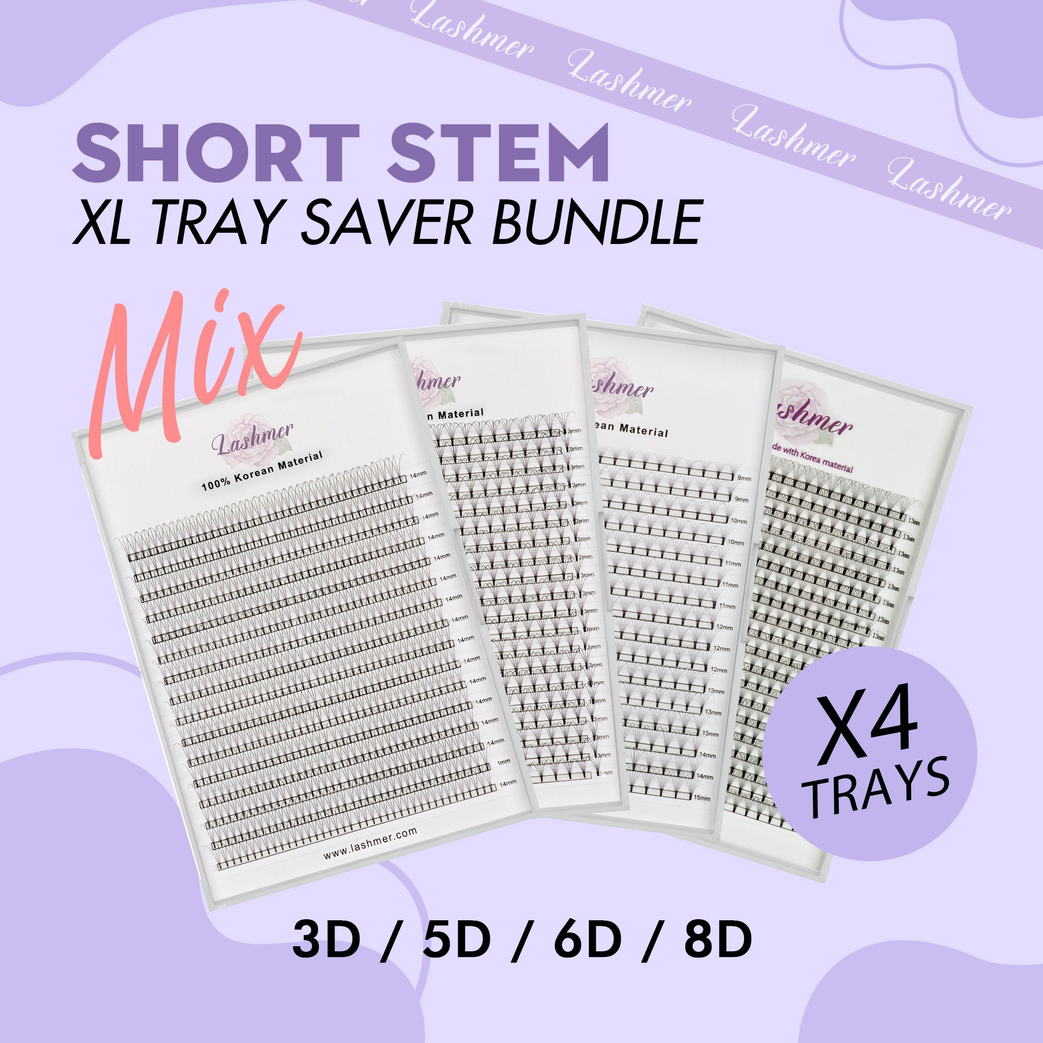 Lashmer Short Stem XL Tray Saver Bundle - X4 trays - Lashmer