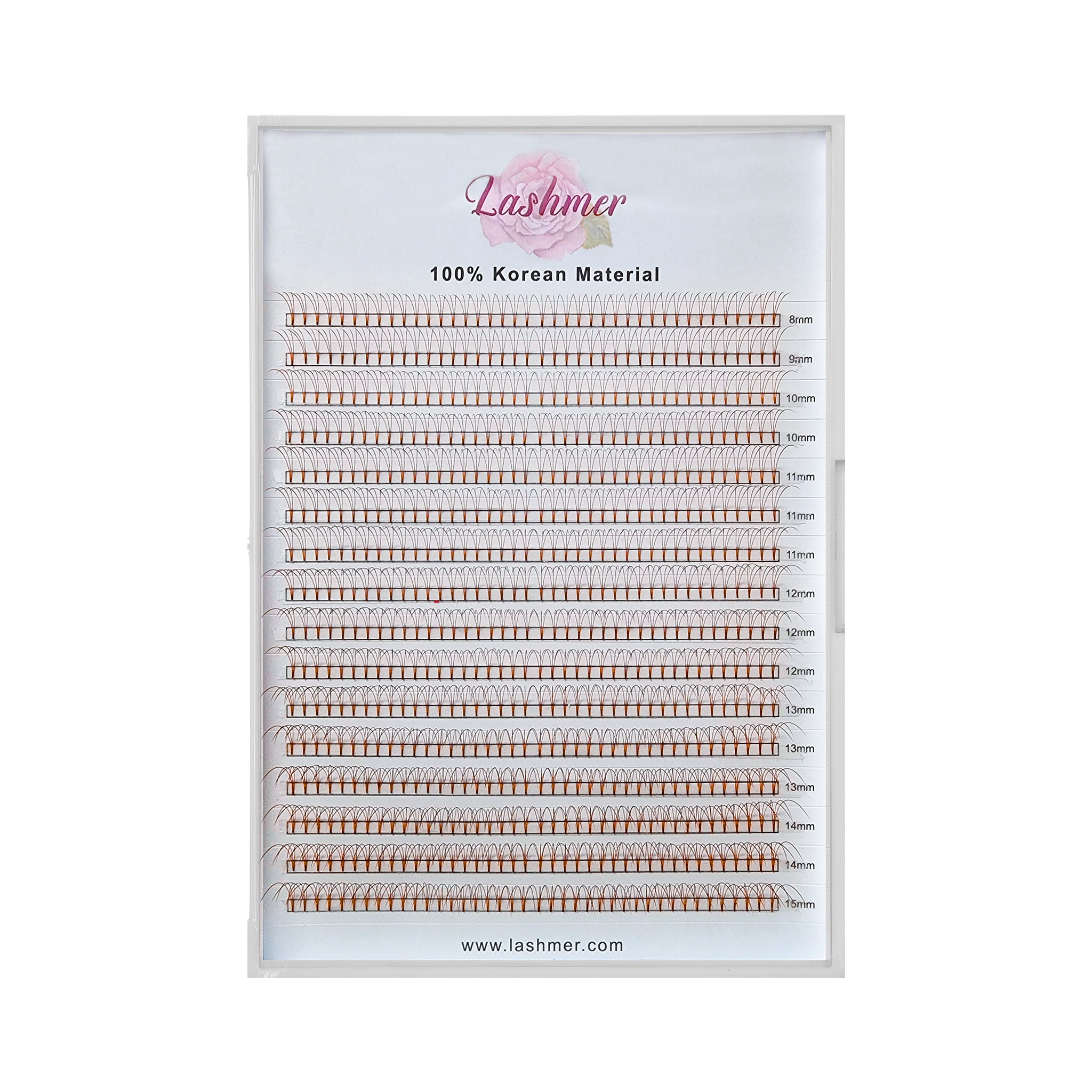 Lashmer 3D Brown Short Stem Promade Fans (640 Fans) - Lashmer