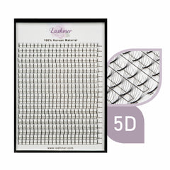 XL tray-Long Stem Premade Fans | Lashmer | C, D Curl--5D - 20 Lines - 440 Fans, Ultra Black - Lashmer