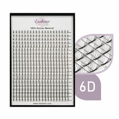 XL tray-Long Stem Premade Fans | Lashmer | C, D Curl--6D(thickness 0.10) - 16 Lines - 320- Fans, Ultra Black - Lashmer