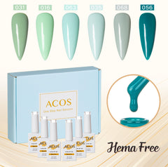 ACOS Hema Free Gel Polish 6pcs Set (Green Colour ) - Lashmer