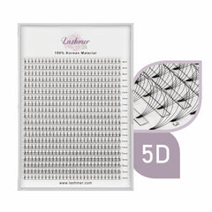 XL tray-Short Stem Premade Fans | Lashmer | C, D Curl--5D - 20 Lines - 440 Fans, Ultra Black - Lashmer