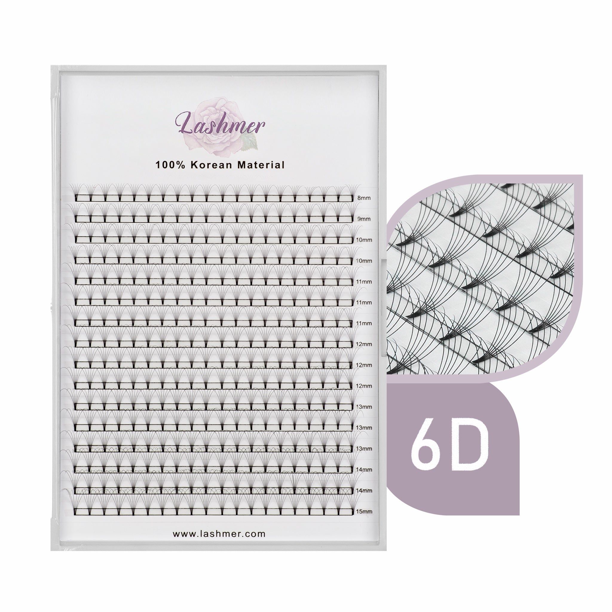 XL tray-Short Stem Premade Fans | Lashmer | C, D Curl--6D - 16 Lines - 320 Fans, Ultra Black - Lashmer