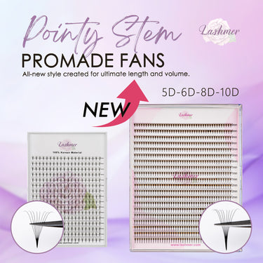 Lashmer 6D Ultra Dark Pointy Narrow Fans (900 Fans) - Lashmer