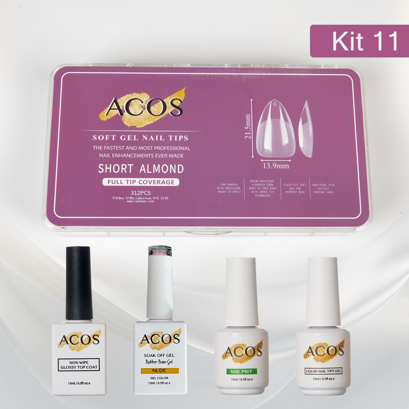 ACOS Soft Gel Press On Nail Kit (Rubber base Gel) - Lashmer