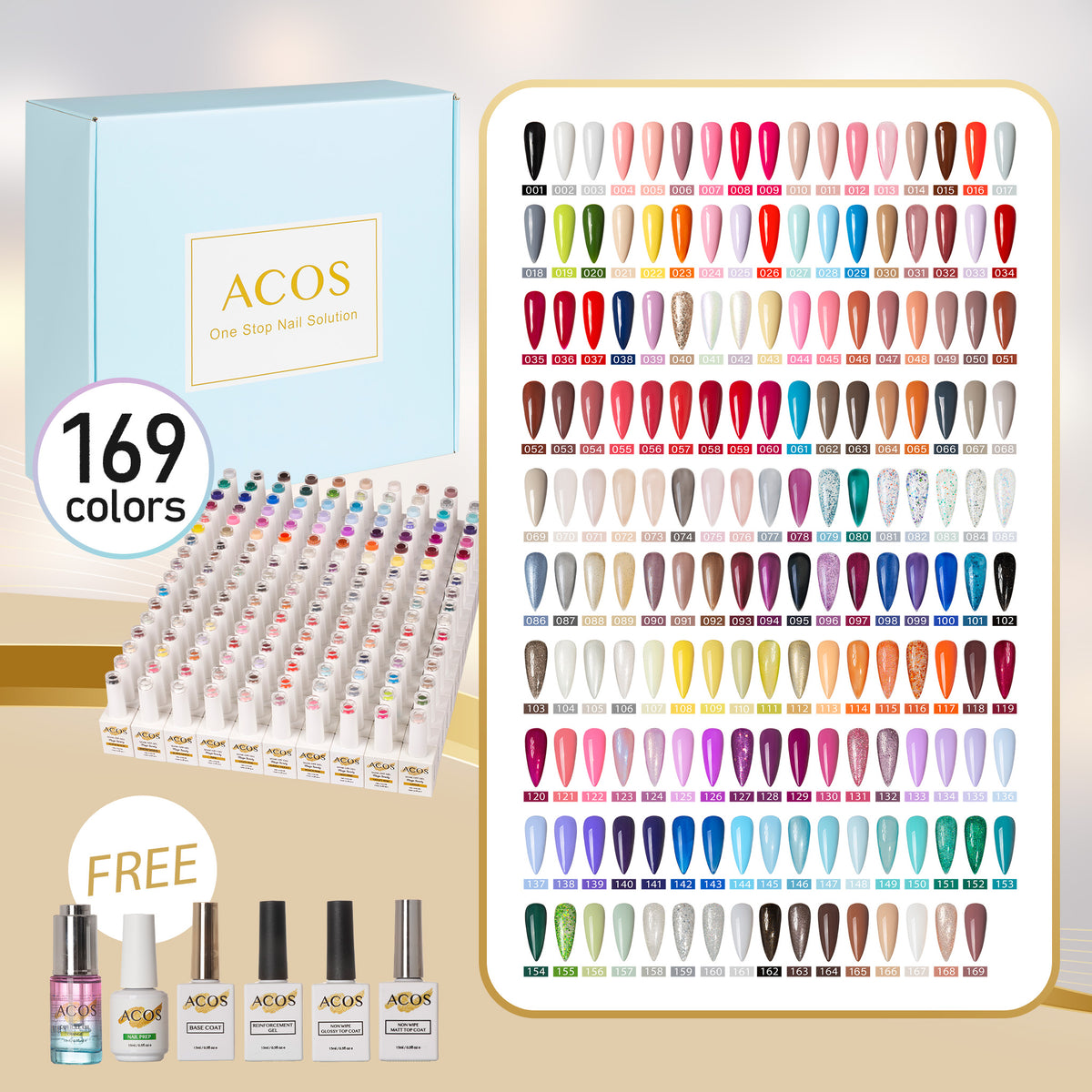 ACOS Gel Polish Kit 169 Colours(Full range)