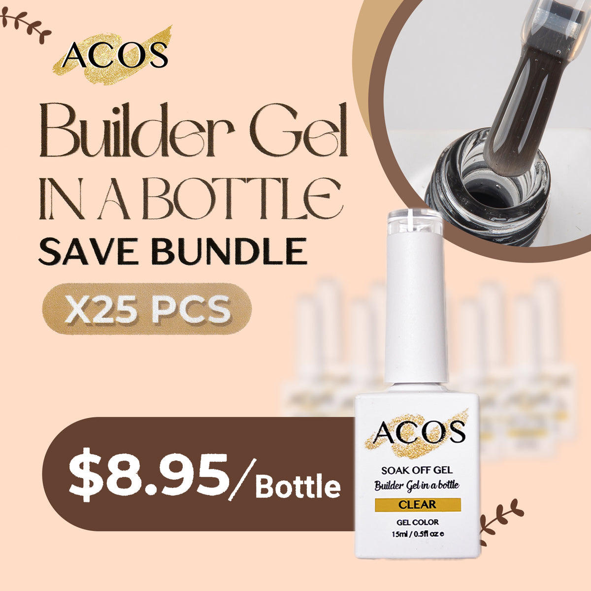 ACOS Clear Color Builder Gel In A Bottle (15ml) - Lashmer