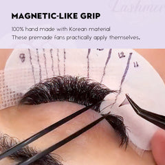 XL tray-Short Stem Premade Fans | Lashmer | B Curl--5D (thickness 0.05)- 20 Lines - 560 Fans, Ultra Black - Lashmer