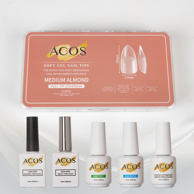 ACOS Soft Gel Press On Nail Kit (5 bottles) - Lashmer