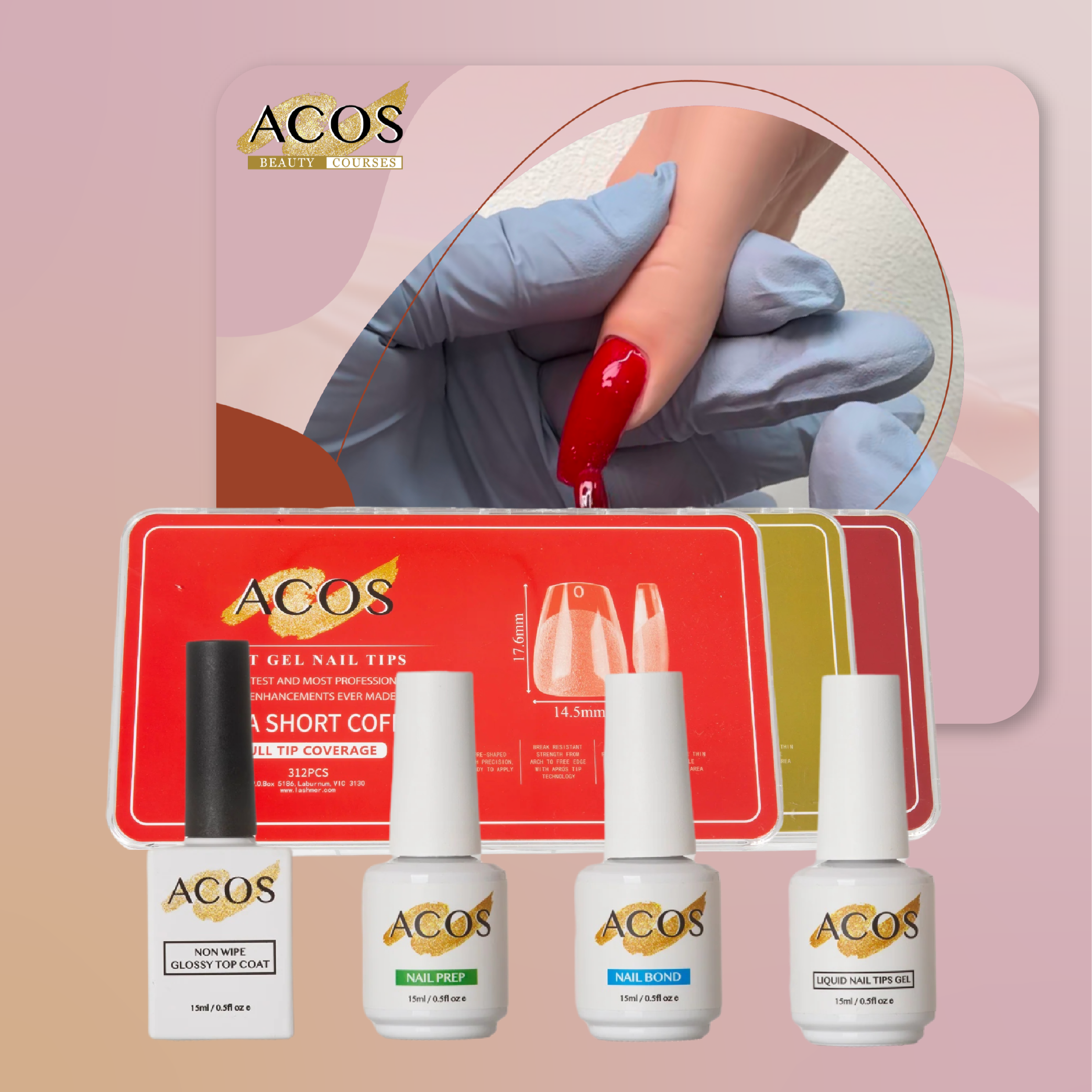 ACOS Soft Gel Press On Nail Kit (4 bottles) - Lashmer