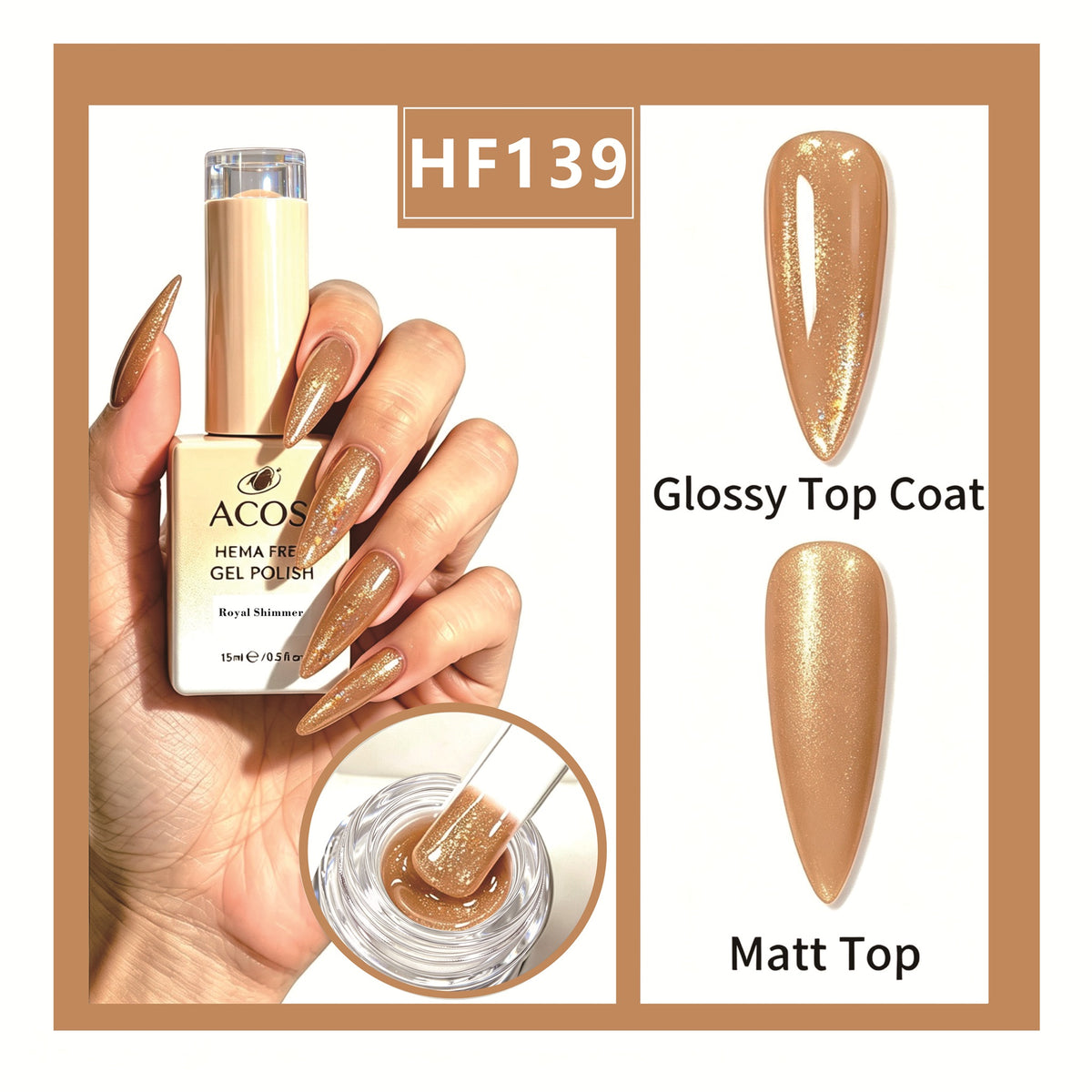 ACOS HEMA-free gel polish in Royal Shimmer, colour 139