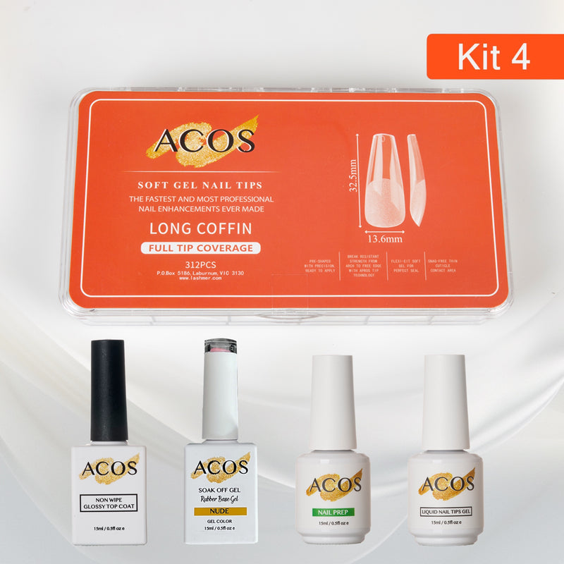 ACOS Soft Gel Press On Nail Kit (Rubber base Gel) - Lashmer