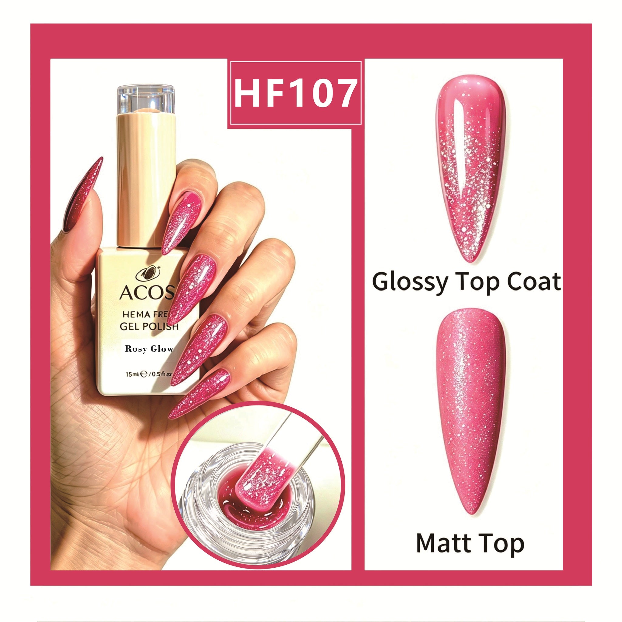 ACOS HEMA-free gel polish in Rosy Glow, colour 107