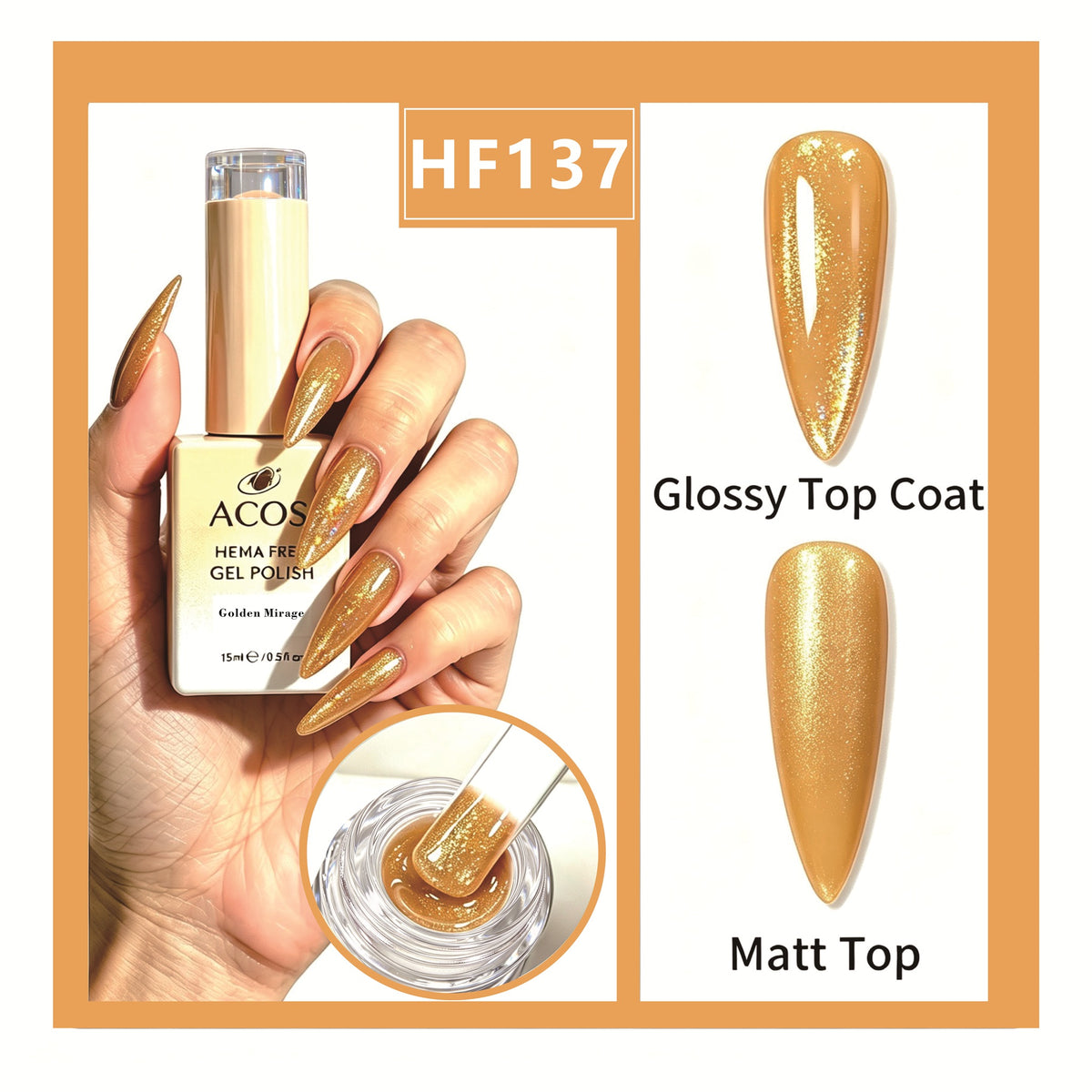 ACOS HEMA-free gel polish in Golden Mirage, colour 137