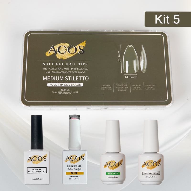 ACOS Soft Gel Press On Nail Kit (Rubber base Gel) - Lashmer