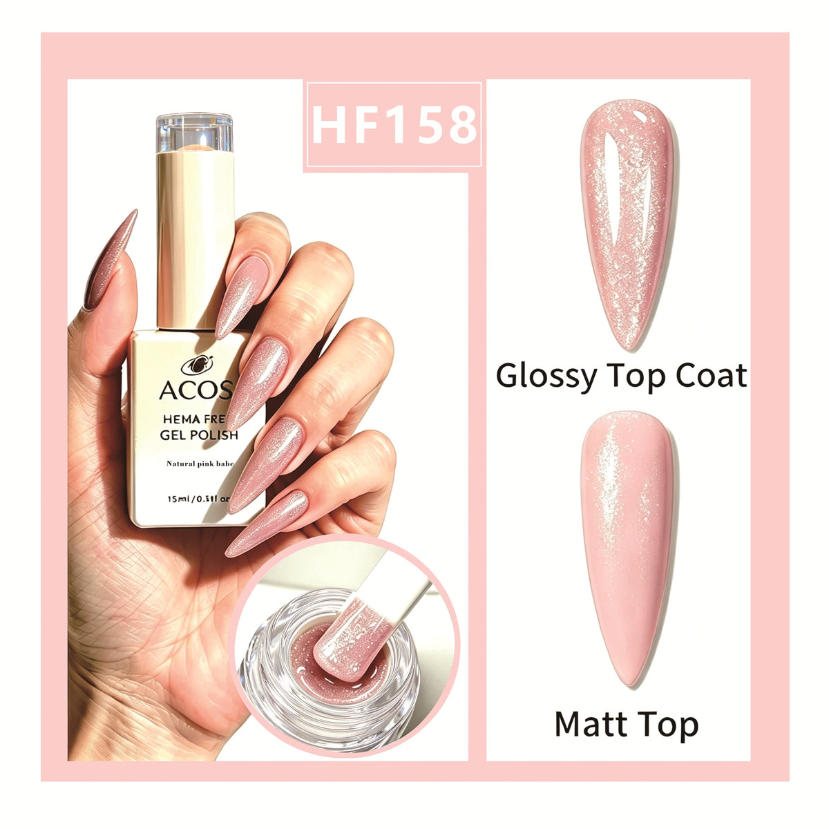 ACOS HEMA-free gel polish in Natural pink babe, colour 158