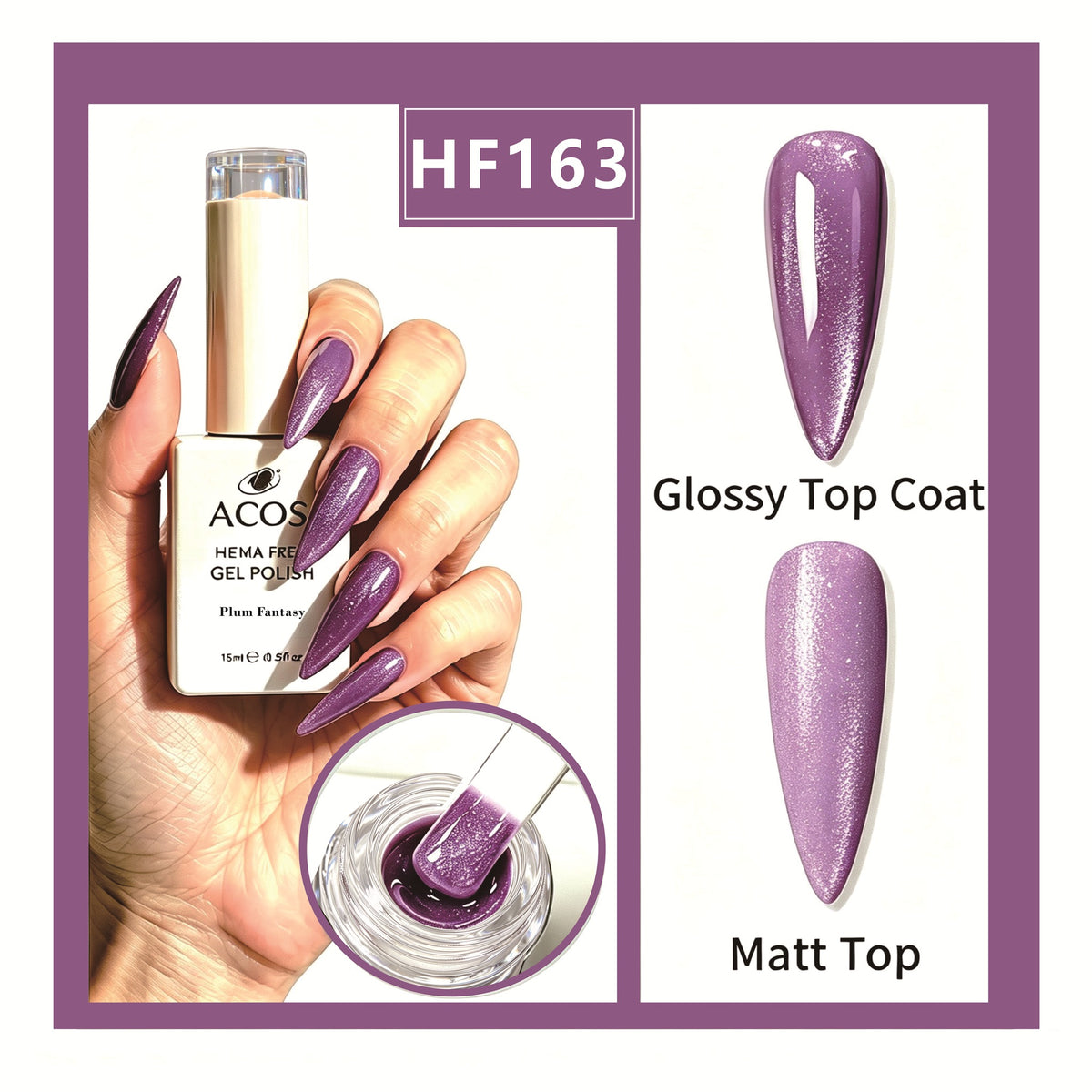 ACOS HEMA-free gel polish in Plum Fantasy, colour 163