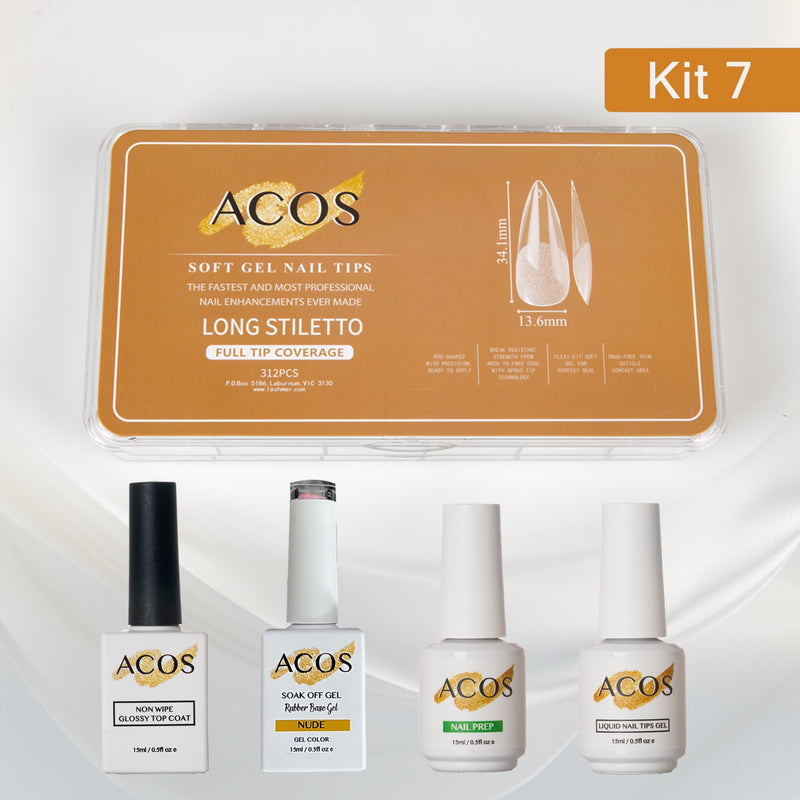 ACOS Soft Gel Press On Nail Kit (Rubber base Gel) - Lashmer