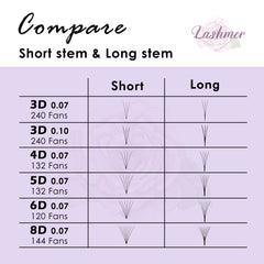 XL tray-Short Stem Premade Fans | Lashmer | C, D Curl--10D - 20 Lines - 480 Fans, Ultra Black - Lashmer