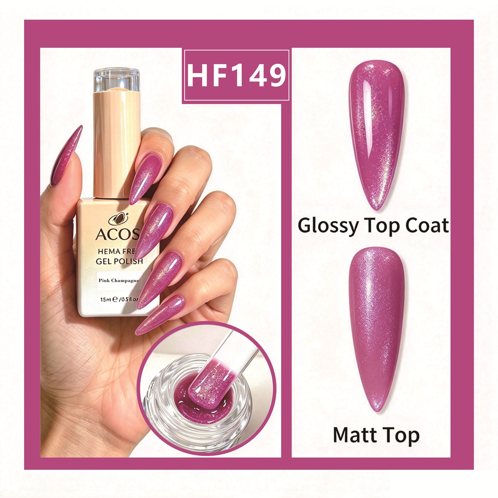 ACOS HEMA-free gel polish in Pink Champagne, colour 149