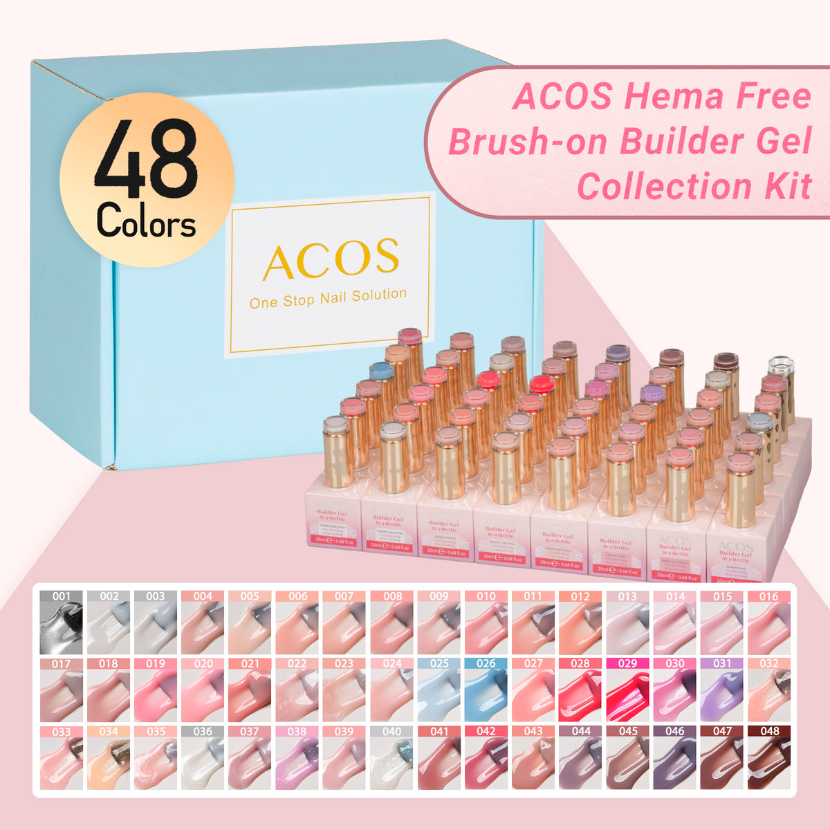 ACOS Hema Free Brush-on Builder Gel Collection Kit (48 Colour)
