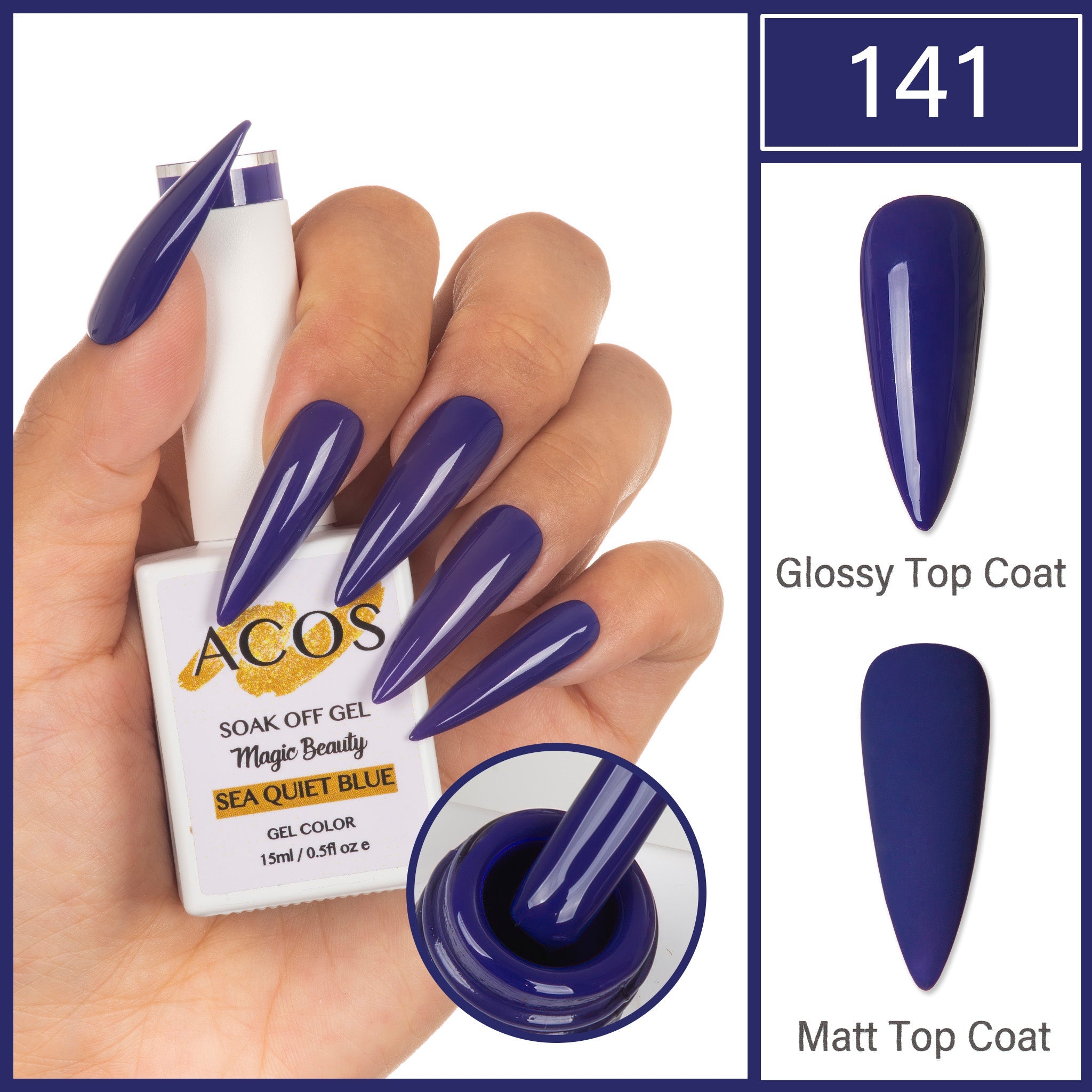 ACOS Magic Beauty Gel Polish Colour Sea Quiet Blue(141) - Lashmer