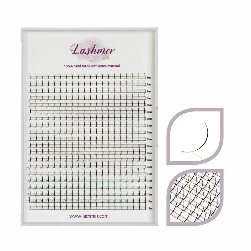 Spike Promade Fans  | Lashmer | C, D Curl-20 Lines - 400 Fans - Lashmer