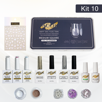 ACOS Soft Gel Press On Nail Kit (Gel color +chrome powder+sticker) - Lashmer