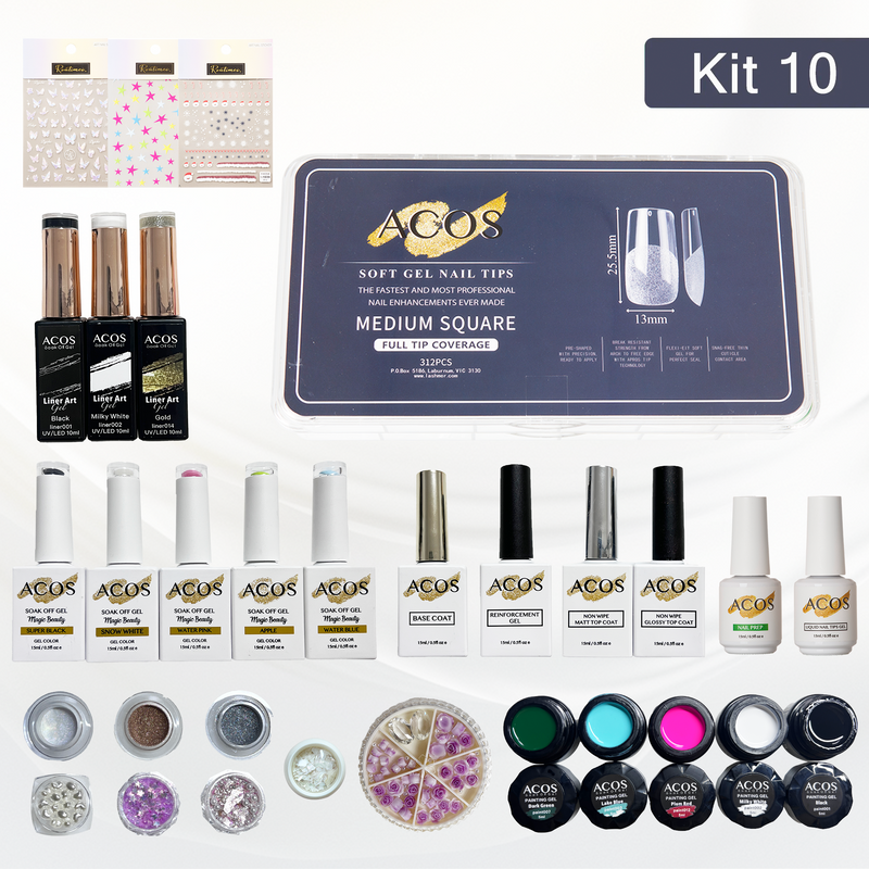 ACOS Soft Gel Press On Nail Kit (Full Nail Art Kit #001) - Lashmer