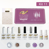 ACOS Soft Gel Press On Nail Kit (Gel color +chrome powder+sticker) - Lashmer