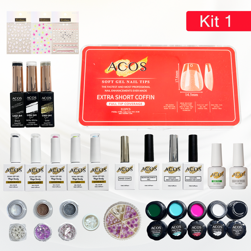 ACOS Soft Gel Press On Nail Kit (Full Nail Art Kit #001) - Lashmer