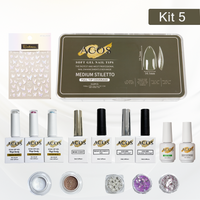 ACOS Soft Gel Press On Nail Kit (Gel color +chrome powder+sticker) - Lashmer